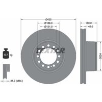 Bremsscheibe TEXTAR 93101800 hinten, belüftet, 1 Stück von Textar