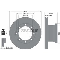 Bremsscheibe TEXTAR 93127700 hinten, belüftet, 1 Stück von Textar