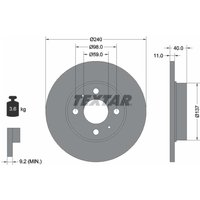 Bremsscheibe TEXTAR 92061103 vorne, voll, 1 Stück von Textar