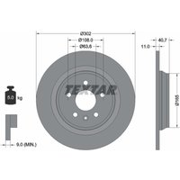 Bremsscheibe TEXTAR 92162903 hinten, voll, 1 Stück von Textar