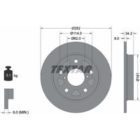 Bremsscheibe TEXTAR 92305703 hinten, voll, 1 Stück von Textar