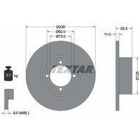 Bremsscheibe TEXTAR 92005400 vorne, voll, 1 Stück von Textar