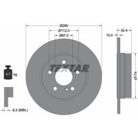 Bremsscheibe TEXTAR 92072700, hinten, voll, 1 Stück von Textar