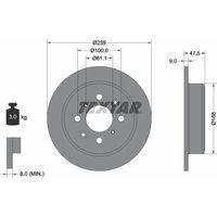 Bremsscheibe TEXTAR 92077903 hinten, voll, 1 Stück von Textar