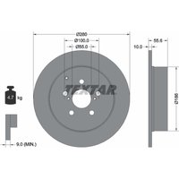 Bremsscheibe TEXTAR 92135703 hinten, voll, 1 Stück von Textar