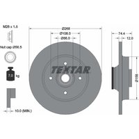 Bremsscheibe TEXTAR 92168703 hinten, voll, 1 Stück von Textar