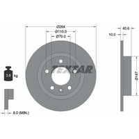 Bremsscheibe TEXTAR 92186400 hinten, voll, 1 Stück von Textar