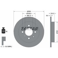 Bremsscheibe TEXTAR 92204000 hinten, voll, 1 Stück von Textar