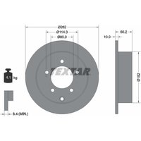 Bremsscheibe TEXTAR 92227403 hinten, voll, 1 Stück von Textar