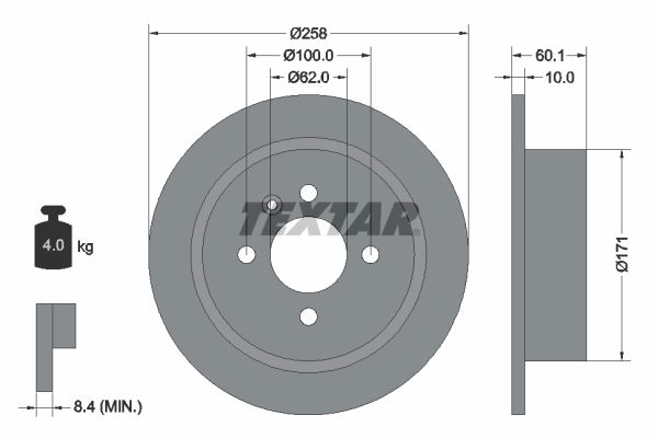 Bremsscheibe Hinterachse Textar 92019200 von Textar