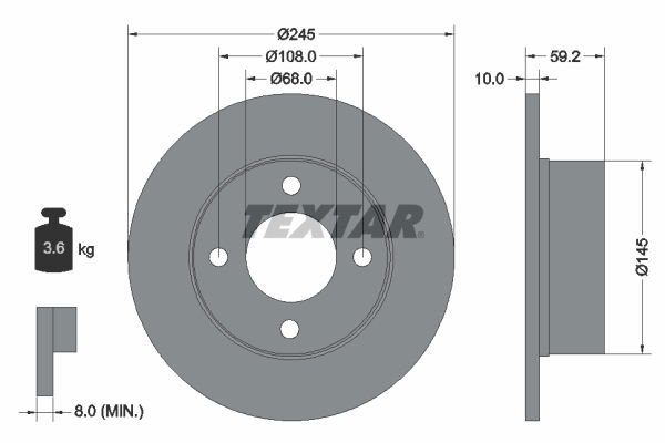 Bremsscheibe Hinterachse Textar 92026100 von Textar