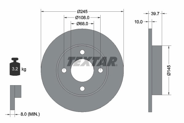 Bremsscheibe Hinterachse Textar 92026300 von Textar