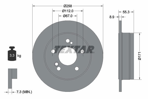 Bremsscheibe Hinterachse Textar 92032003 von Textar