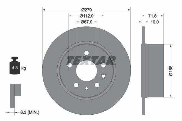 Bremsscheibe Hinterachse Textar 92032600 von Textar