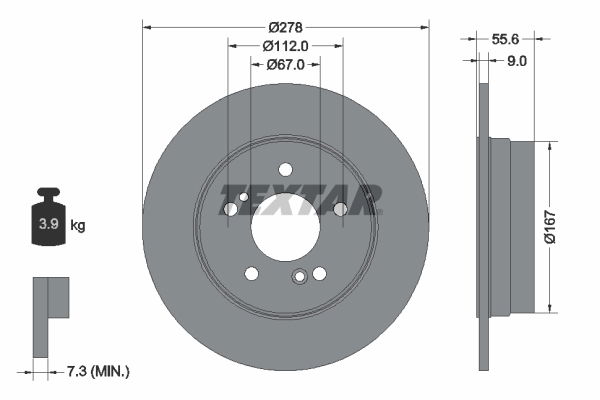 Bremsscheibe Hinterachse Textar 92032703 von Textar