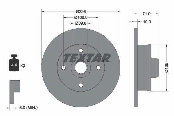 Bremsscheibe Hinterachse Textar 92041803 von Textar