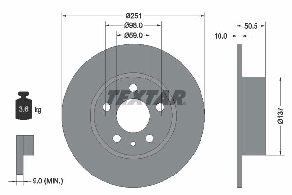 Bremsscheibe Hinterachse Textar 92046903 von Textar