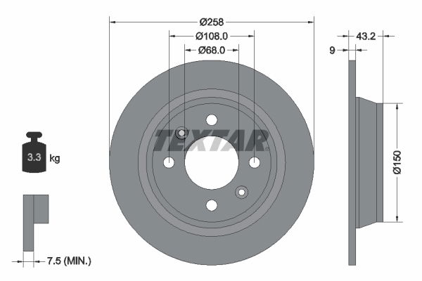 Bremsscheibe Hinterachse Textar 92048500 von Textar