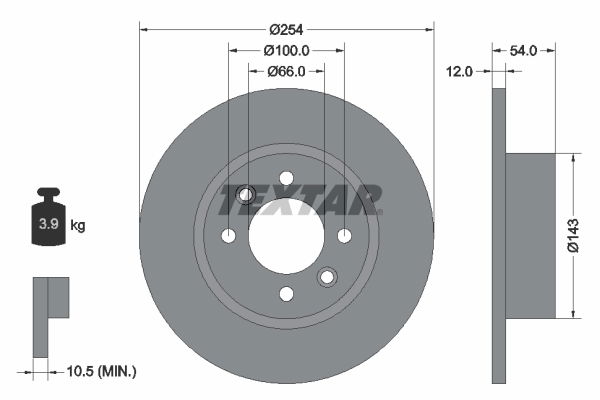 Bremsscheibe Hinterachse Textar 92051500 von Textar