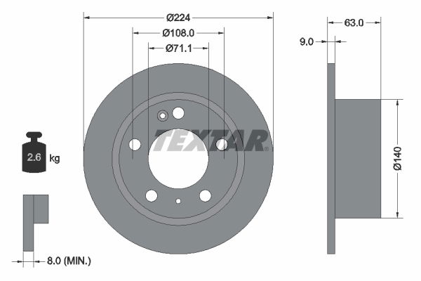 Bremsscheibe Hinterachse Textar 92054500 von Textar