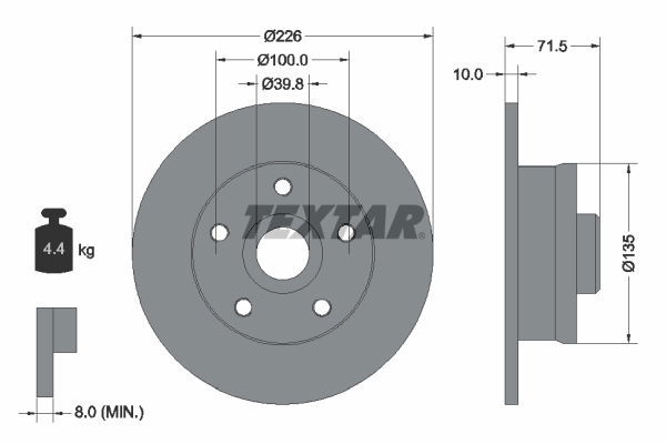 Bremsscheibe Hinterachse Textar 92057200 von Textar