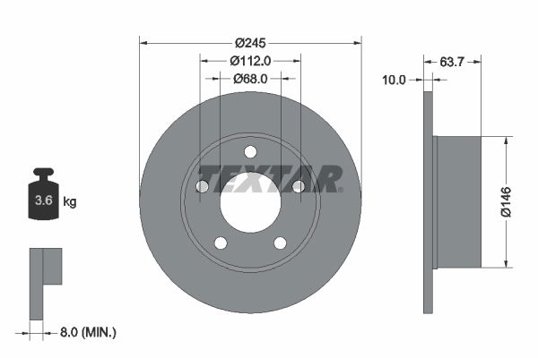 Bremsscheibe Hinterachse Textar 92057503 von Textar