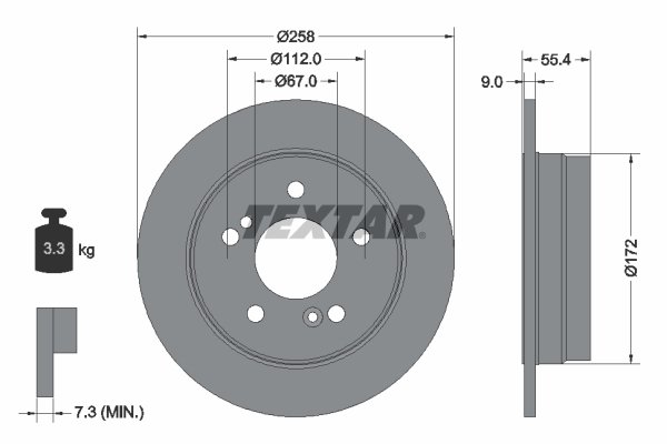 Bremsscheibe Hinterachse Textar 92059503 von Textar