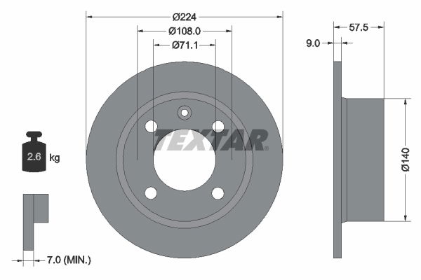 Bremsscheibe Hinterachse Textar 92059700 von Textar