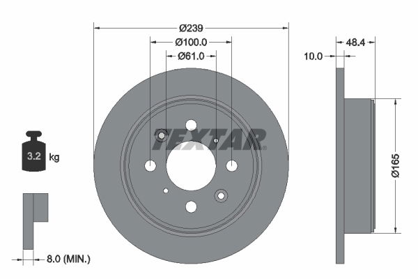 Bremsscheibe Hinterachse Textar 92060800 von Textar