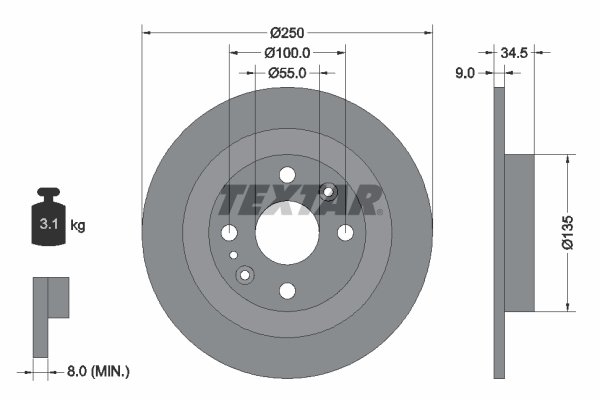 Bremsscheibe Hinterachse Textar 92061700 von Textar