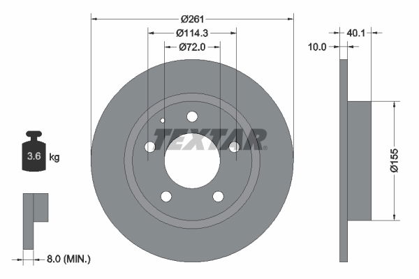 Bremsscheibe Hinterachse Textar 92062100 von Textar