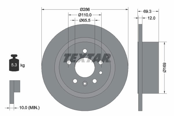 Bremsscheibe Hinterachse Textar 92067003 von Textar