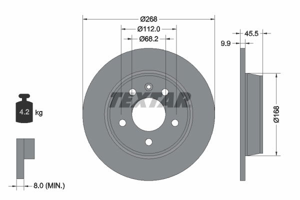 Bremsscheibe Hinterachse Textar 92074303 von Textar