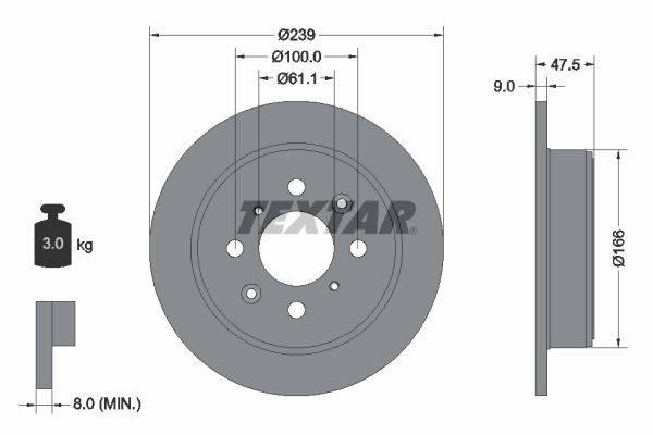 Bremsscheibe Hinterachse Textar 92077903 von Textar