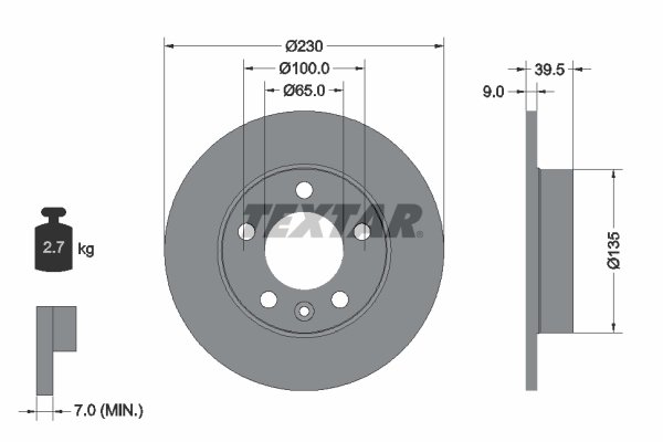 Bremsscheibe Hinterachse Textar 92082503 von Textar