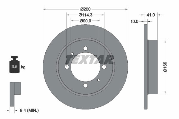 Bremsscheibe Hinterachse Textar 92083003 von Textar