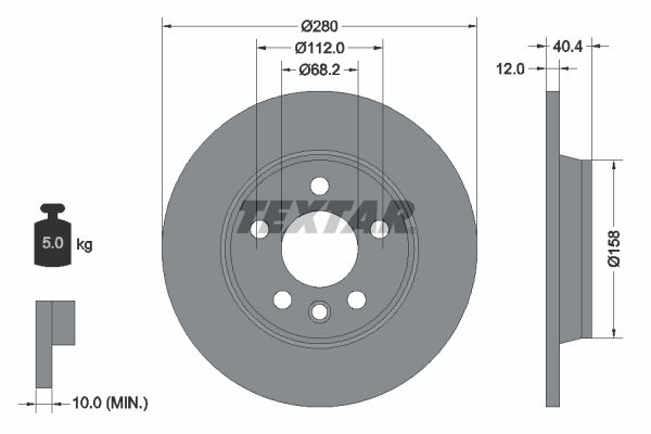 Bremsscheibe Hinterachse Textar 92083903 von Textar