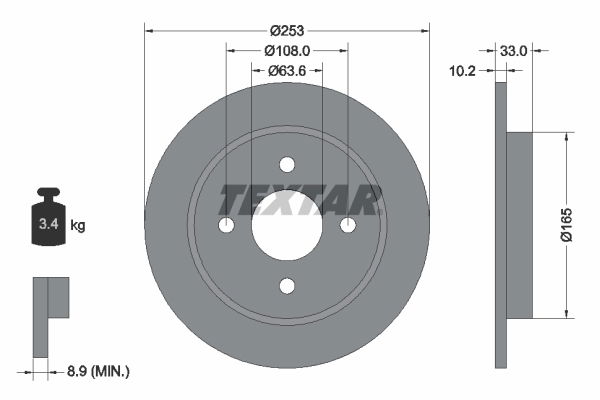 Bremsscheibe Hinterachse Textar 92088403 von Textar