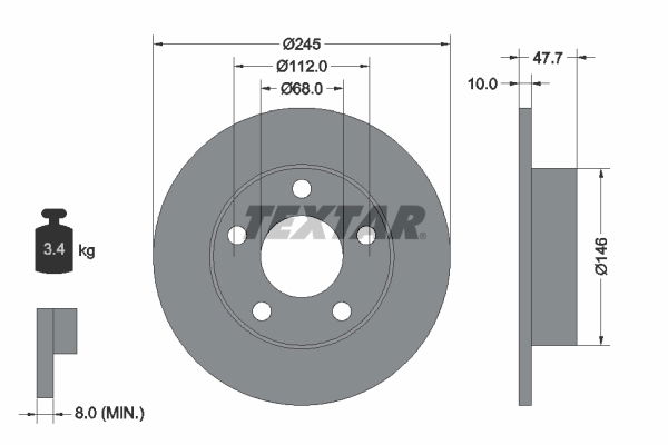 Bremsscheibe Hinterachse Textar 92088503 von Textar