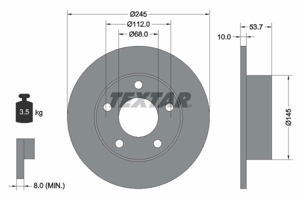 Bremsscheibe Hinterachse Textar 92090803 von Textar