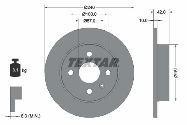 Bremsscheibe Hinterachse Textar 92092003 von Textar