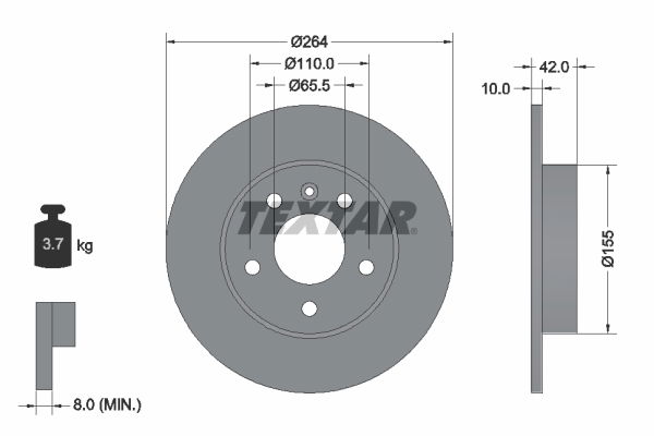 Bremsscheibe Hinterachse Textar 92092103 von Textar