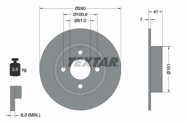 Bremsscheibe Hinterachse Textar 92096500 von Textar