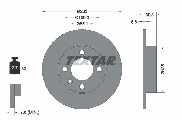 Bremsscheibe Hinterachse Textar 92098203 von Textar