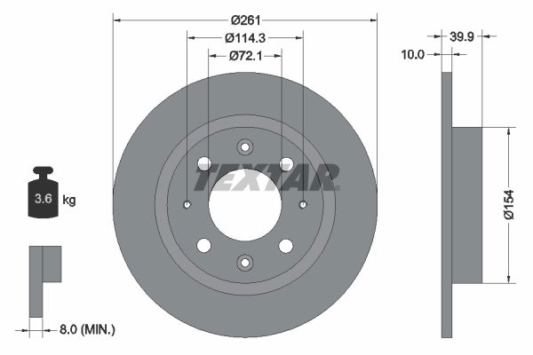 Bremsscheibe Hinterachse Textar 92104300 von Textar