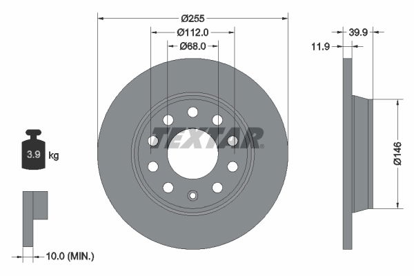 Bremsscheibe Hinterachse Textar 92106303 von Textar