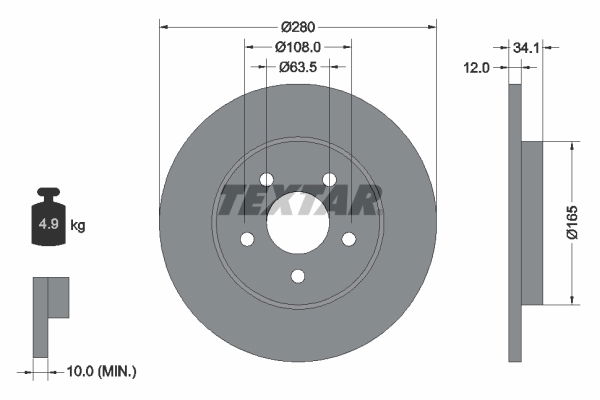 Bremsscheibe Hinterachse Textar 92109703 von Textar