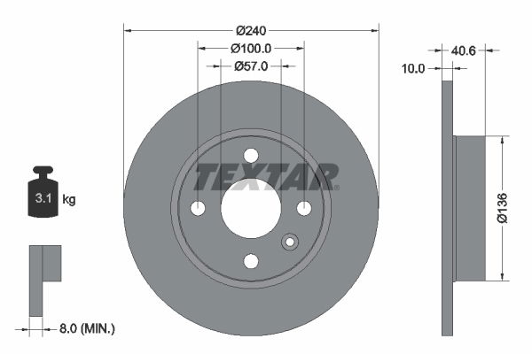 Bremsscheibe Hinterachse Textar 92111003 von Textar