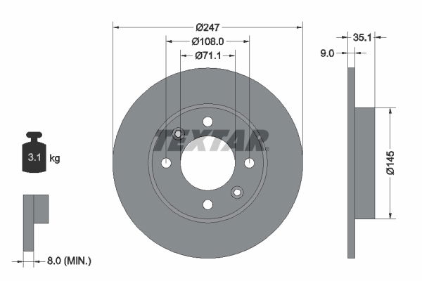 Bremsscheibe Hinterachse Textar 92111703 von Textar