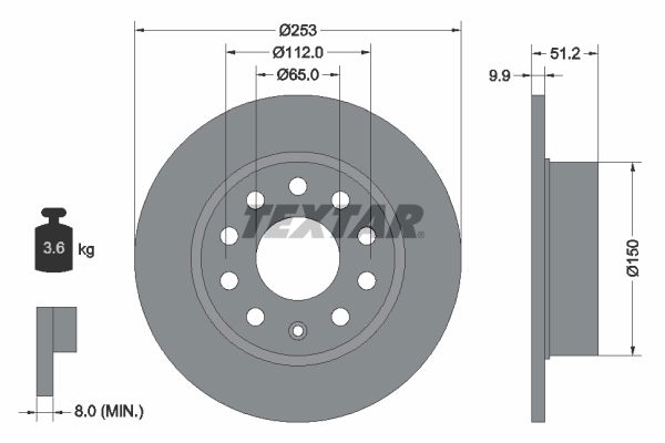 Bremsscheibe Hinterachse Textar 92120903 von Textar